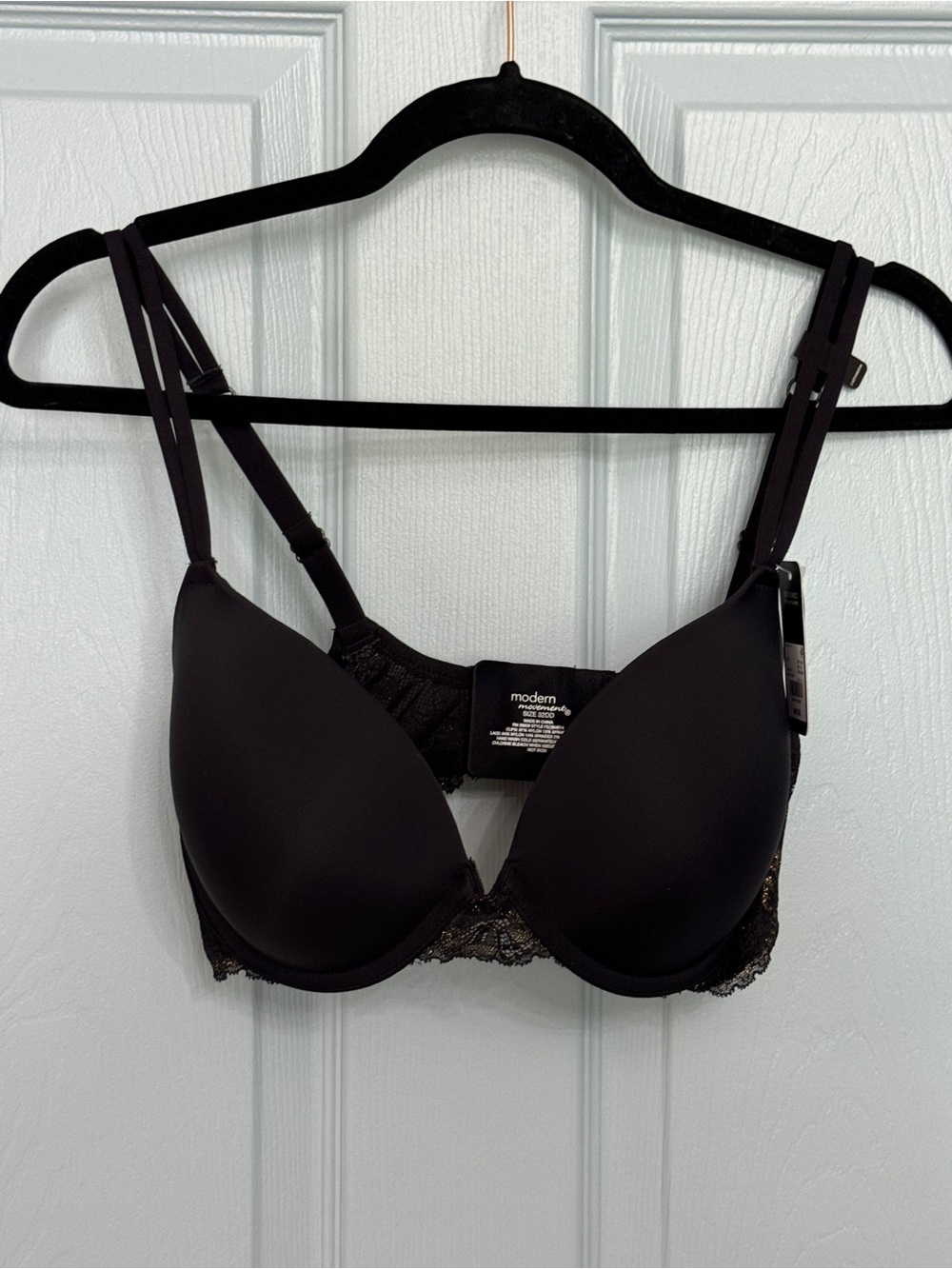 Modern Movements Black Gold Push Up Bra 32DD NWT